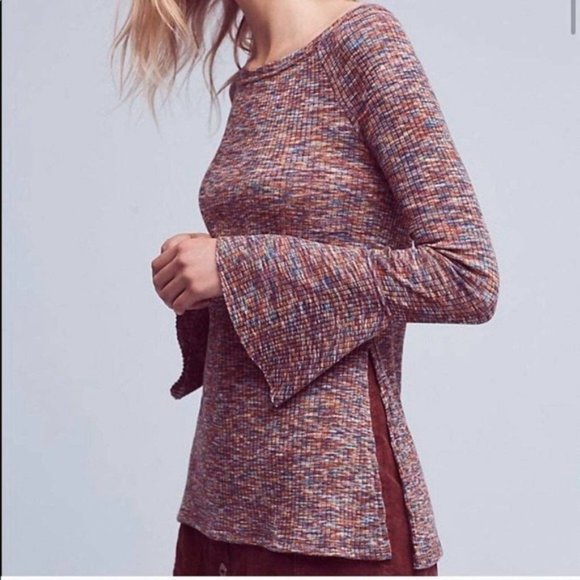 Anthro Akemi + Kim Zaka Bell Sleeve Top Purple Multicolor M - Picture 1 of 9